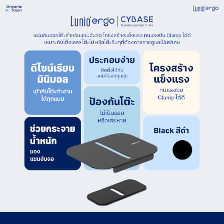 แผ่นกันรอยโต๊ะสำหรับแขนจับจอ LUNIO ERGO CYBASE REINFORCEMENT PLATE BLACK สีดำ_7